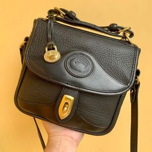 Dooney & Bourke Vintage Black Square AWL Carrier Crossbody Satchel